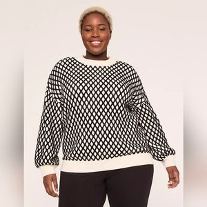 🖤 LIVI Crew Neck Black and White Diamond Pattern Contrast Sweater. New! 14/16